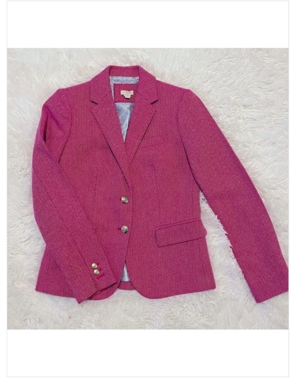 J. Crew Pink Herringbone / Tweed Wool Blazer